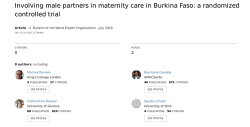 Involving male partners in maternity care in Burkina Faso: a randomized controlled trial